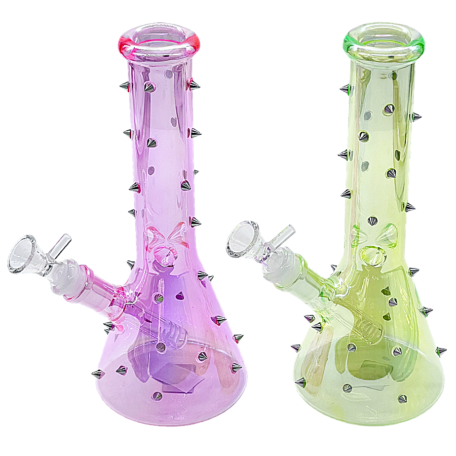 Gold Fumed Spikey Beaker Waterpipe (WPM0657) | 10 inches | Assorted Colors product image